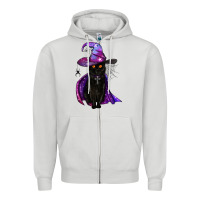 Dove Grey black witch cat Zipper Hoodie - BundleAndBundleShop