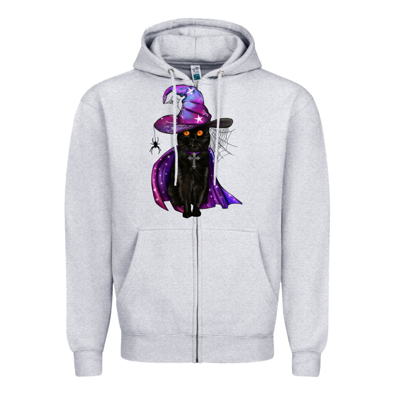 Black Witch Cat Zipper Hoodie by BundleAndBundleShop | Teevron