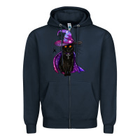 Navy black witch cat Zipper Hoodie - BundleAndBundleShop