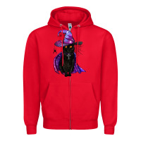 Red black witch cat Zipper Hoodie - BundleAndBundleShop
