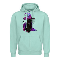 Seafoam black witch cat Zipper Hoodie - BundleAndBundleShop