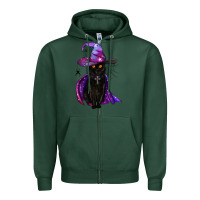 Sports Green black witch cat Zipper Hoodie - BundleAndBundleShop