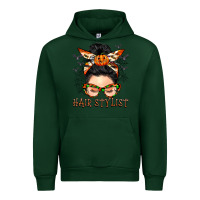 Forest Green Hair stylist messy bun Urban Hoodie - BarkalooDesign
