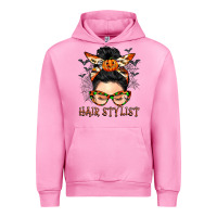 Fuchsia Pink Hair stylist messy bun Urban Hoodie - BarkalooDesign