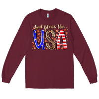 Burgundy god bless the usa Long Sleeve Tee - RacoonDesign