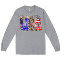 Heather Grey god bless the usa Long Sleeve Tee - RacoonDesign