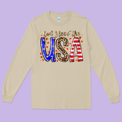 God Bless The Usa Long Sleeve Tee Designed By Racoondesign