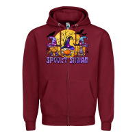Burgundy spooky squad Zipper Hoodie - BundleAndBundleShop