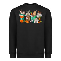 Black rabbit coffee cups Heavyweight Sweatshirt - texasbilliewilder