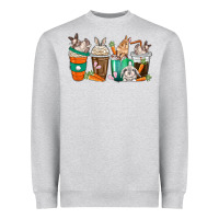 Heather Grey rabbit coffee cups Heavyweight Sweatshirt - texasbilliewilder