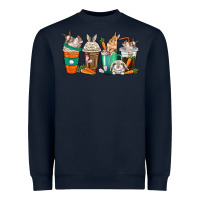 Navy rabbit coffee cups Heavyweight Sweatshirt - texasbilliewilder