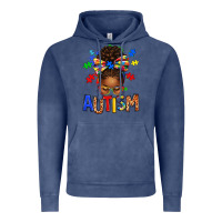 Vintage Denim Autism Awareness afro messy bu Vintage Hoodie - texasbilliewilder