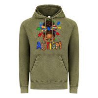 Vintage Olive Autism Awareness afro messy bu Vintage Hoodie - texasbilliewilder