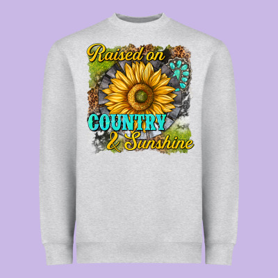 Raised On Country And Sunshine Heavyweight Sweatshirt Designed By Texasbilliewilder