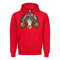Red hereford rainbow Zipper Hoodie - JahusDesignShop