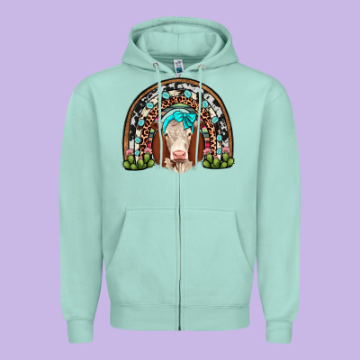 Hereford Rainbow Zipper Hoodie Designed By Jahusdesignshop