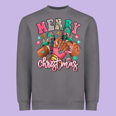Heavyweight Sweatshirt pink merry christmas black girl sneakers