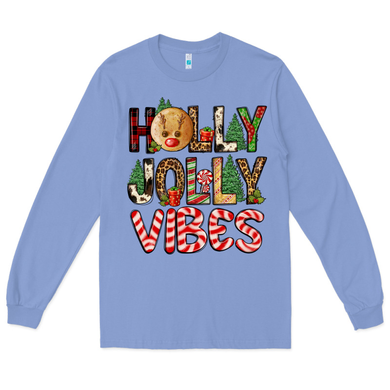 Holly Jolly Vibes Long Sleeve Tee by FaDigitalArtStudio | Teevron