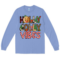 Colony Blue holly jolly vibes Long Sleeve Tee - FaDigitalArtStudio