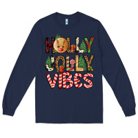 Navy holly jolly vibes Long Sleeve Tee - FaDigitalArtStudio