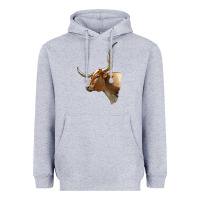 Heather Grey Texas Longhorn Cow Face Heavyweight Hoodie - LillyAllenDesigns