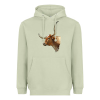 Matcha Texas Longhorn Cow Face Heavyweight Hoodie - LillyAllenDesigns
