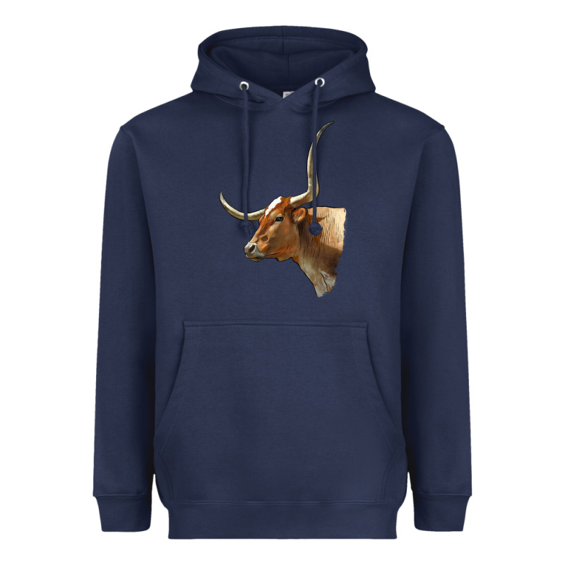Texas Longhorn Cow Face Heavyweight Hoodie by LillyAllenDesigns | Teevron