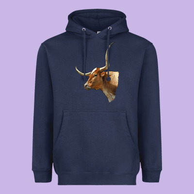 Texas Longhorn Cow Face Heavyweight Hoodie Designed By Lillyallendesigns
