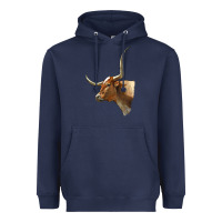 Navy Texas Longhorn Cow Face Heavyweight Hoodie - LillyAllenDesigns