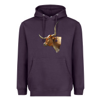 Plum Texas Longhorn Cow Face Heavyweight Hoodie - LillyAllenDesigns