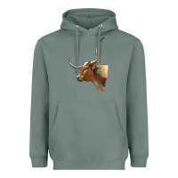 Sage Texas Longhorn Cow Face Heavyweight Hoodie - LillyAllenDesigns