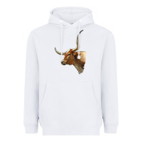 White Texas Longhorn Cow Face Heavyweight Hoodie - LillyAllenDesigns