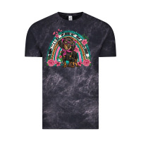 Cloud Black dachshund dog pink  floral rainbow Vintage Tee - BarkalooDesign