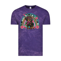 Cloud Purple dachshund dog pink  floral rainbow Vintage Tee - BarkalooDesign