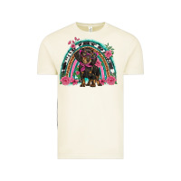 Vintage Arctic dachshund dog pink  floral rainbow Vintage Tee - BarkalooDesign