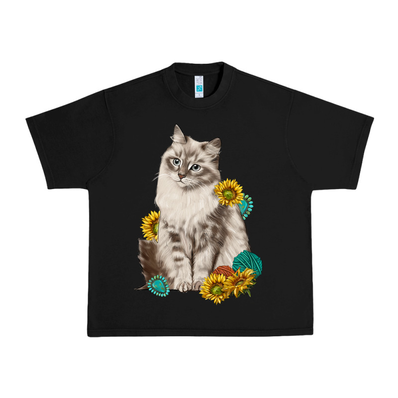 Siberian Cat Sunflower And Gemstone Urban Heavy Tee by texasbilliewilder | Teevron