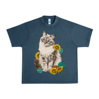 Midnight Navy siberian cat sunflower and gemstone Urban Heavy Tee - texasbilliewilder