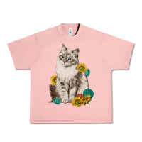 Salmon siberian cat sunflower and gemstone Urban Heavy Tee - texasbilliewilder