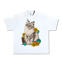 White siberian cat sunflower and gemstone Urban Heavy Tee - texasbilliewilder