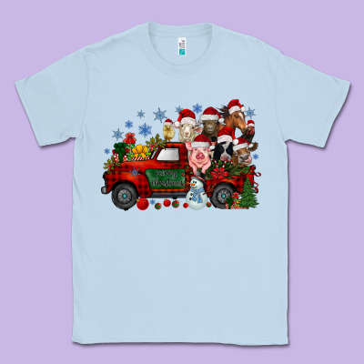 Christmas Farm Animals Truck Classic Tee Designed By Racoondesign