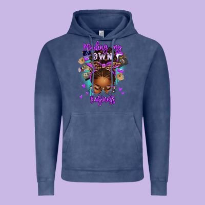 Minding My Own Business Afro Messy Bun Vintage Hoodie Designed By Texasbilliewilder