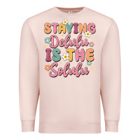 Pale Pink staying delulu is the solulu Premium Sweatshirt - MaliasSmallBusiness