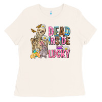 Bone easter dead inside but lucky  with skeleton Ladies Tee - AdoDesignShop