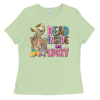 Matcha easter dead inside but lucky  with skeleton Ladies Tee - AdoDesignShop