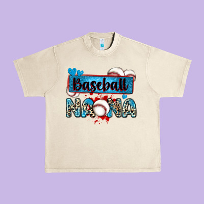 Baseball Nana With Leopard Urban Heavy Tee Designed By Zillion Design Studio