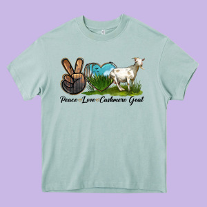 Peace Love Cashmere Goat Heavy Core Tee Designed By Lillyallendesigns