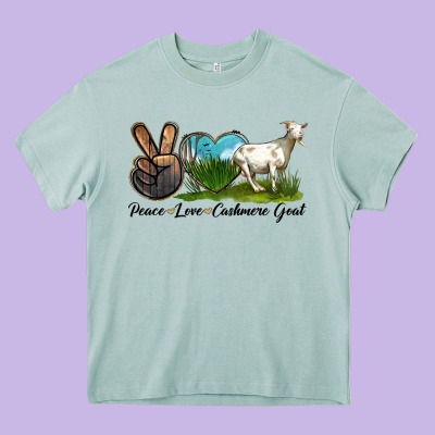 Peace Love Cashmere Goat Heavy Core Tee Designed By Lillyallendesigns