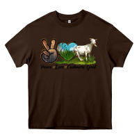 Chocolate Brown Peace Love Cashmere Goat Heavy Core Tee - LillyAllenDesigns