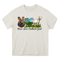 Cream Peace Love Cashmere Goat Heavy Core Tee - LillyAllenDesigns