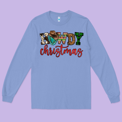 Howdy Christmas Long Sleeve Tee Designed By Fadigitalartstudio